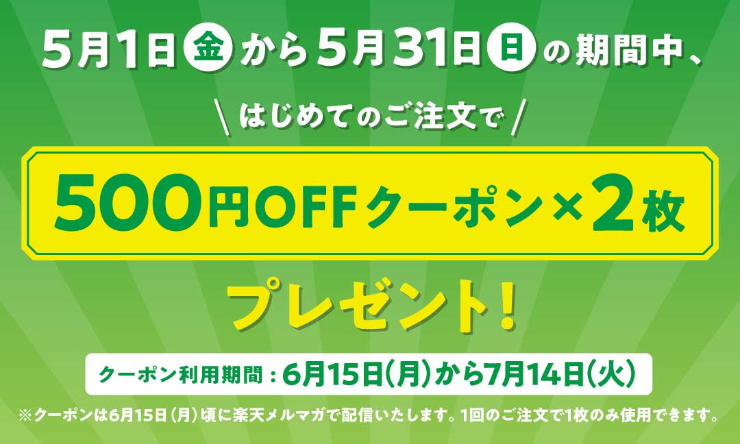 初めてのご利用でもらえる500円OFF×2クーポン