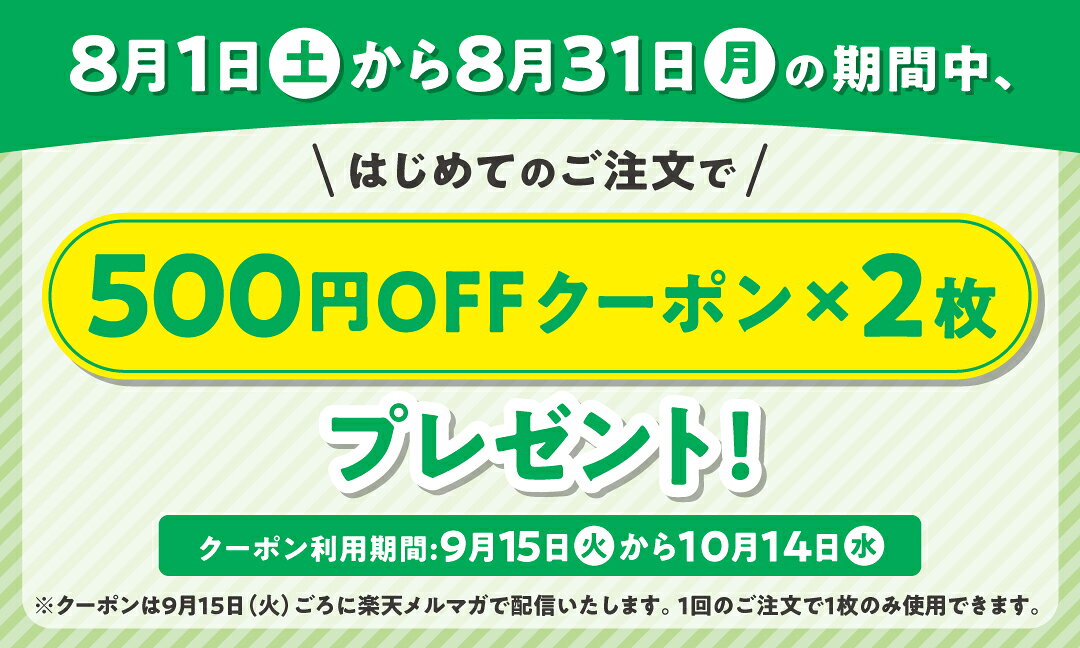 初めてのご利用でもらえる500円OFF×2クーポン